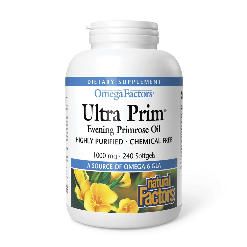 Omega Factors by Natural Factors, Ultra Prim Evening Primrose olio, promuove la salute femminile e immunitario con Omega-6 GLA, 240 softgels (240 porzioni)