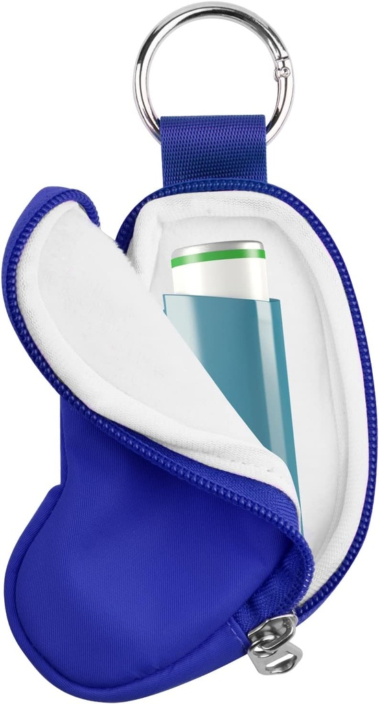 Beautyflier Asthma Inhaler Case Holder Travel Handy Mini Bag per adulti e bambini, non include Inhaler (blu)