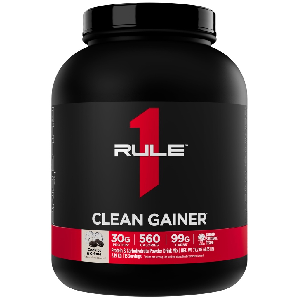 Regola 1 Gainer Pulito - Formula di Gain Lean ad Alta Proteina con 560 Calorie, 30g di Proteine Full-Spectrum, Oltre 90g Carbs, Sotto 6g di Grassi (15 Serve, Cookies & Crème)