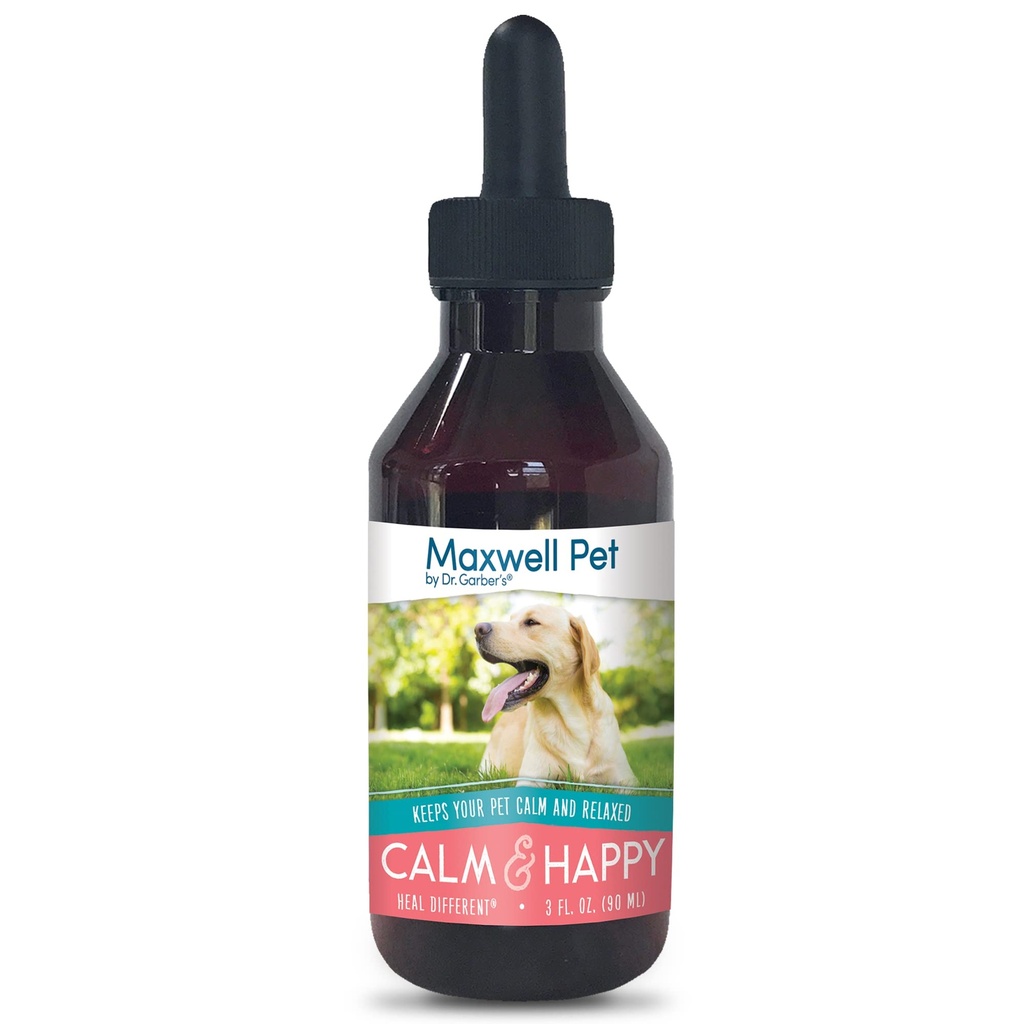 Maxwell Pet di Dr. Garber's - Calm & Happy | Safe, All Natural, Gemmotherapy Remedy for Canine Use | Stress & Anxiety Relief for Your Dog; Fornisce calma, effetto calmante | 3 fl oz