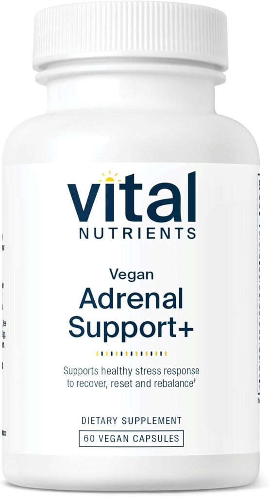 Vital Nutrients Vegan Adrenal Support + | Supplemento per sostenere la funzione di ghiandola surrenale e la risposta di stress sano* | Stress delicato* | Gluten, Dairy & Soy Free | 60 capsule
