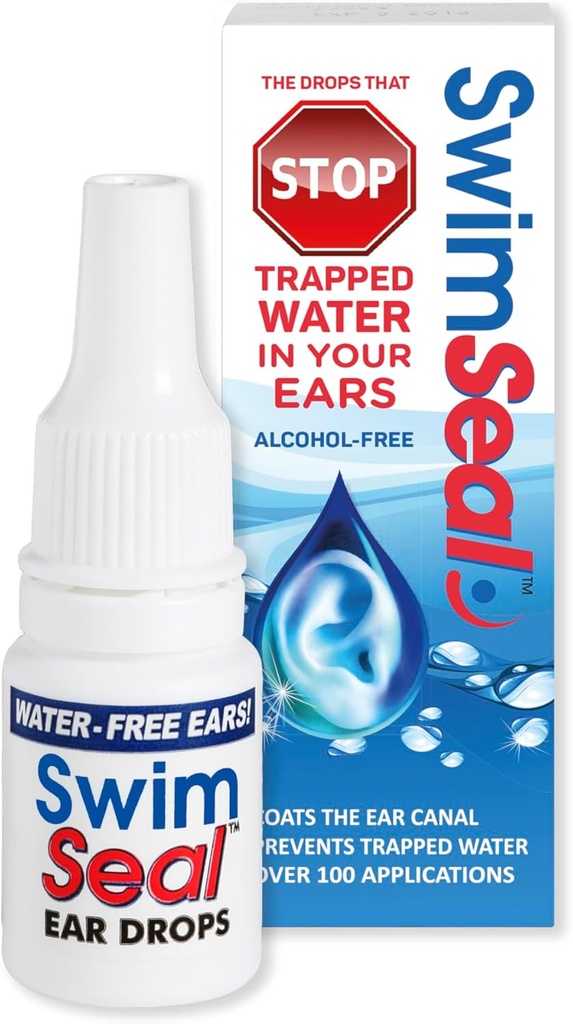 SwimSealTM Tutte le gocce dell'orecchio del nuotatore naturale per uso quotidiano piuttosto che gocce dell'alcool o gocce dell'orecchio. La soluzione per le orecchie per tutta l'esposizione dell'acqua per tutte le età.