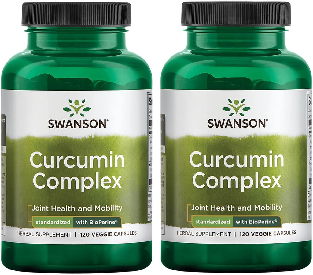 Swanson Curcumin Complex - Integratore a base di erbe Sanità Giunta, Mobilità e Funzione Fisica - Standardizzato con BioPerine per Assorbimento Massimo - (120 capsule vegetali) (2 Confezione)