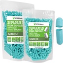 XPRS Nutra Vegan Size 0 Capsule Separati - 1000 Count Premium Capsule Vuoti Separati in Borse - Pillole 0 per DIY Supplement Filling (Aqua)