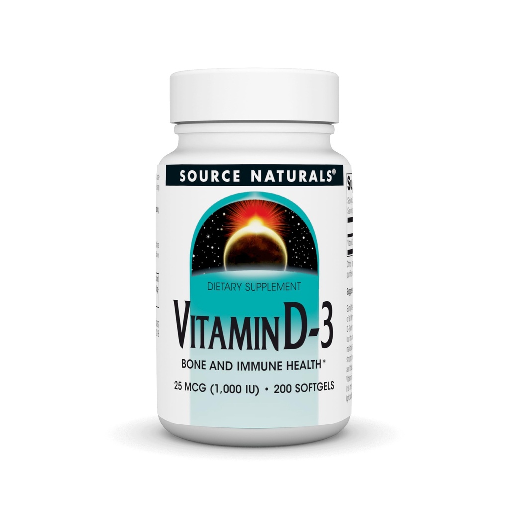 Fonte Naturals Vitamina D-3 1000 iu Supporta Bone & Immune Health* - 200 Softgels