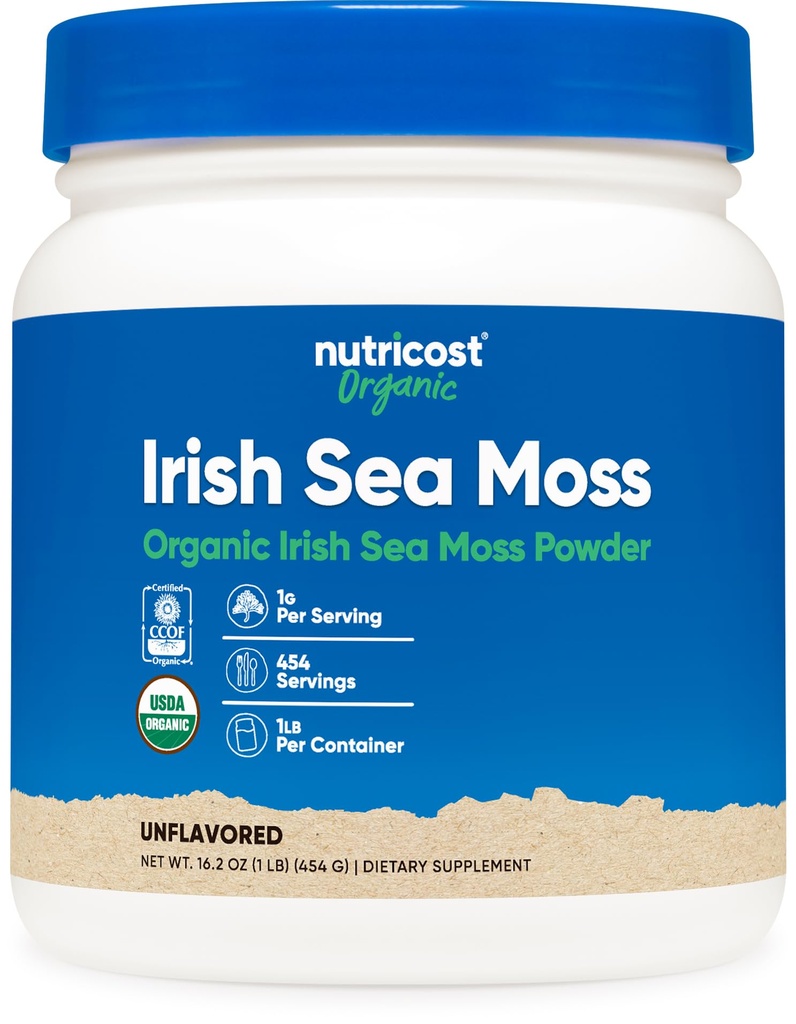Nutricost Organic Irish Moss Powder (1 LB) - Gluten Free, Non OGM, Per vegetariani