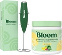 Bloom Nutrition Superfood Greens Powder, Enzimi Digestivi con Probiotici e Prebiotici, Salute Gut, Bloating Relief, Citrus + frullato di latte Miscelatore a mano ad alta potenza
