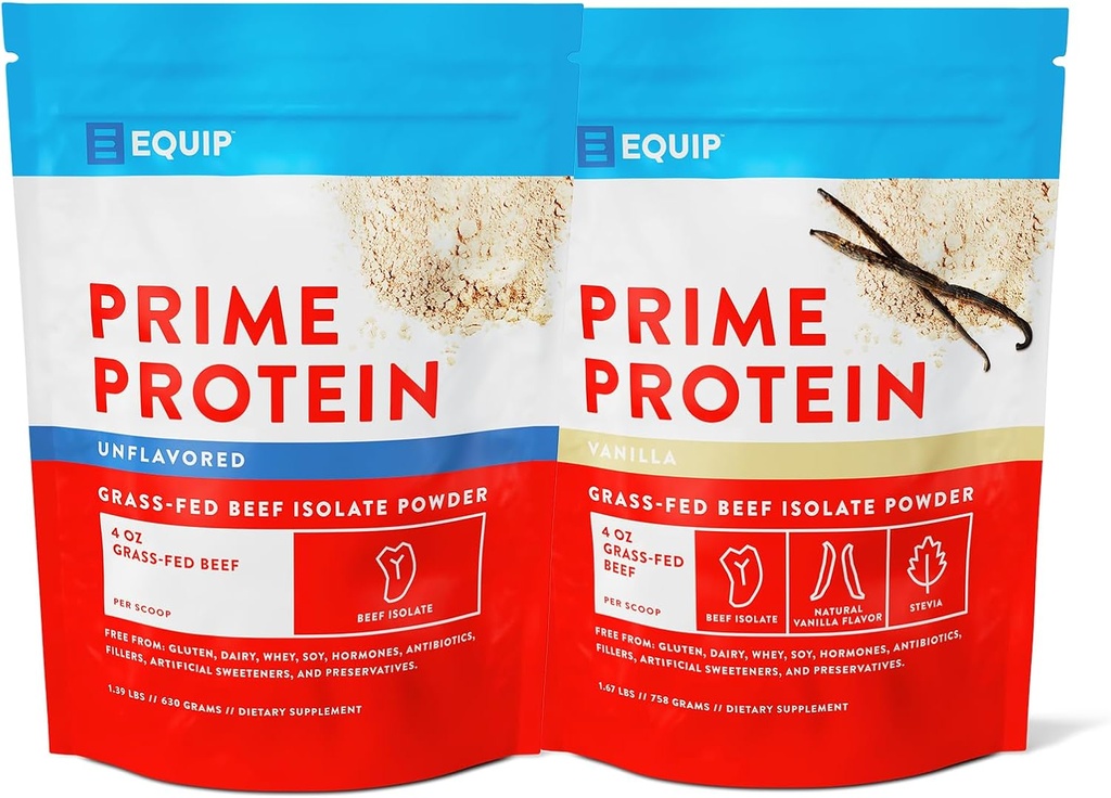 Equip Foods Prime Protein Powder non aromaed & Prime Protein Powder Vanilla