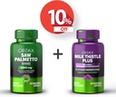 ORZAX Saw Palmetto 2000 mg 120 Capsule Vegabili e Latte Thistle Plus con Dandelion 120 Vegatable Capsule, Bundle