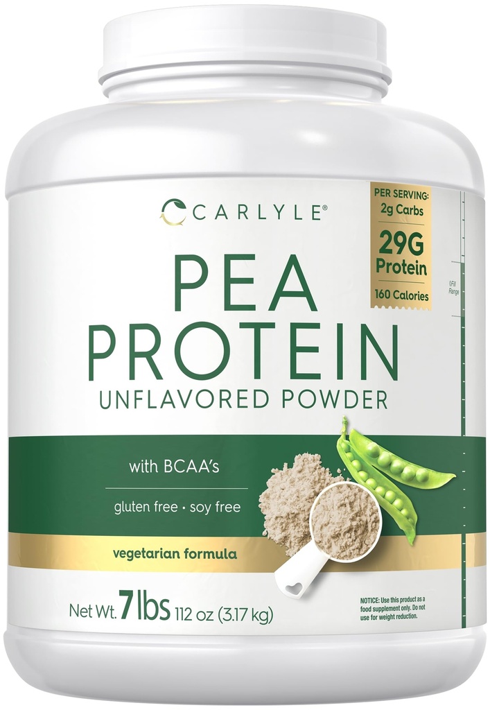 Carlyle Pea Protein Powder 7lb | Unflavored | 29G Protein | per gli uomini e le donne | Vegetariano, Non OGM, Gluten e Soy-Free