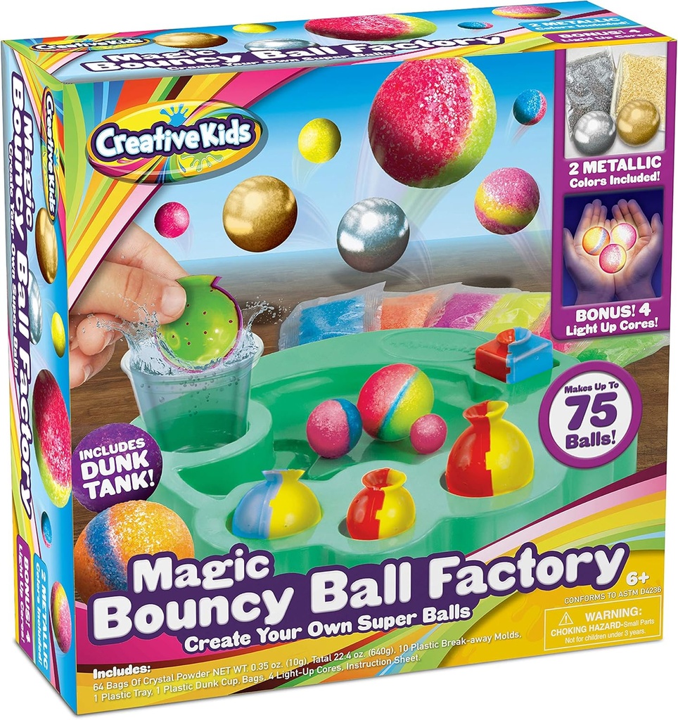 Magic Bouncy Ball Factory Set - Fai 75 Stunning DIY Bouncy Balls, Light-Up Magic Balls! Kit scientifici per bambini, perfetti per i progetti scientifici e le feste scientifiche!