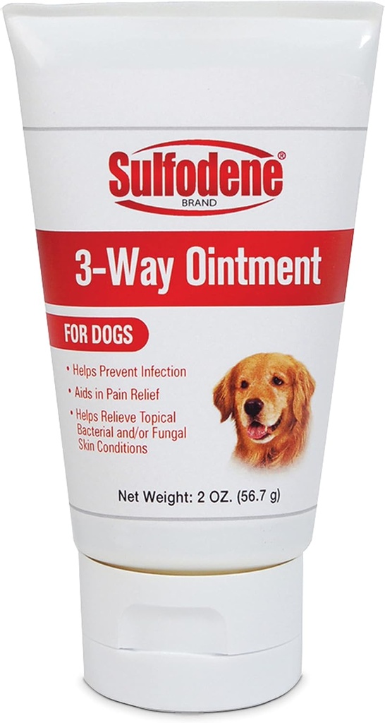 Sulfodene Dog Wound Care 3Way Ointment, Relieves Pain & Previene l'infezione per cani Tagli, Scrapes, Bite e lesioni, 2 oncia