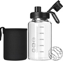 Bottiglia di vetro Shaker,22oz BPA-Free Odorless Shaker Bottiglia con sfera in acciaio inossidabile 304 e spazzola di pulizia rimovibile per miscele di proteine di fitness(1Pack)