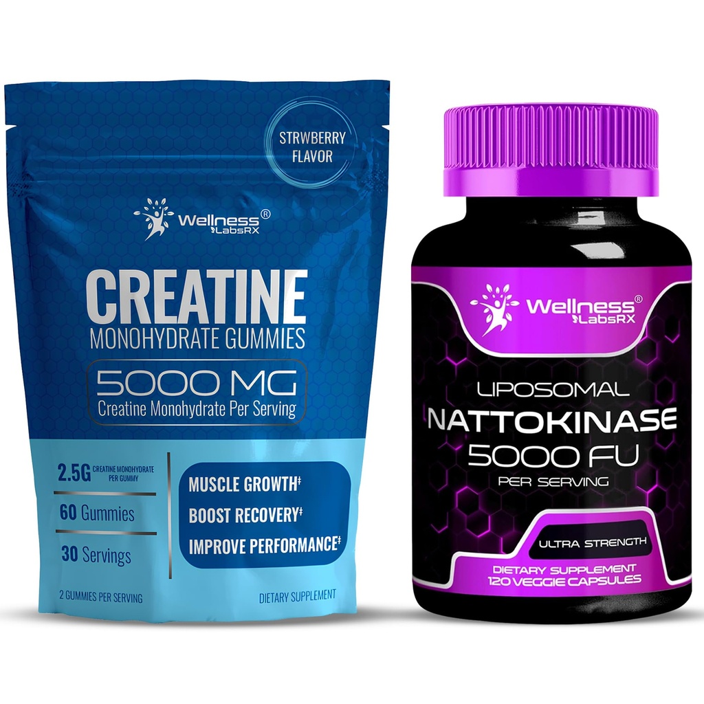 BENESSERE LABSRX Nattokinase Supplemento Capsule 5000 FU - Creatina Gummies 5000mg