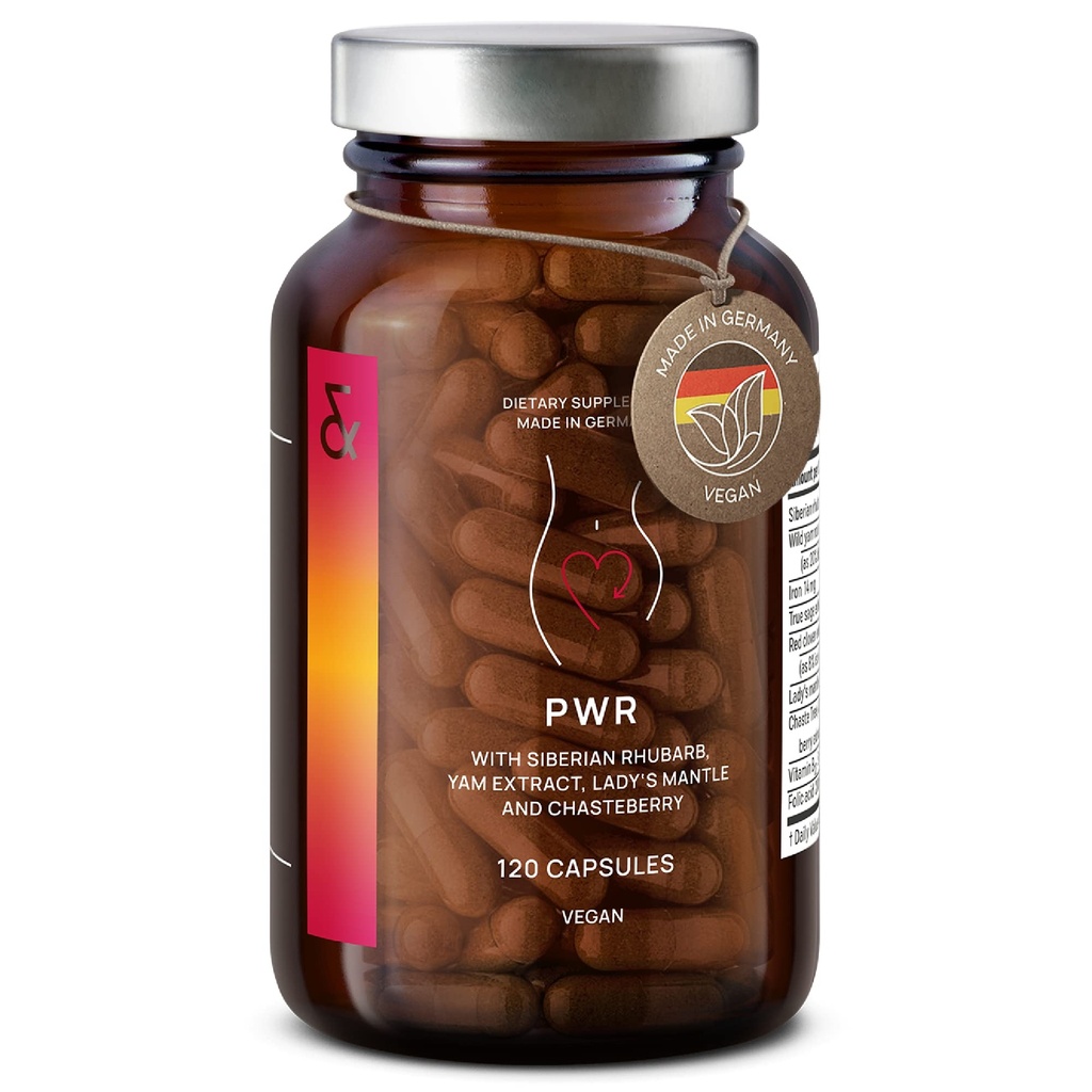 CLAV® Equilibrio naturale dell'ormone per le donne - Rilievo del PMS con il Rhubarb siberiano, la bacchetta di Yam & Vitex Wild - Integratore del regolatore mestruale vegano - 120 capsule