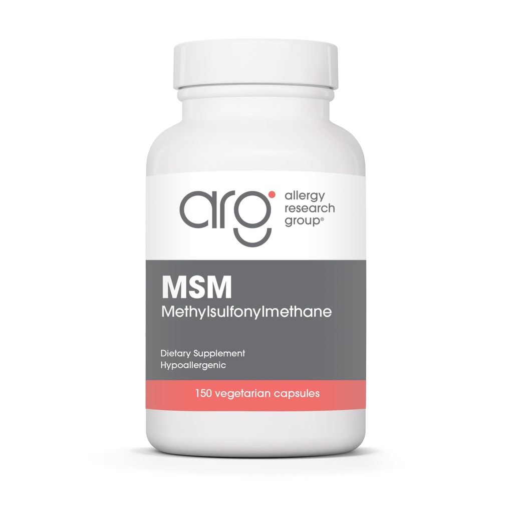 Integratore MSM del gruppo di ricerca allergia - Capsule MSM per la crescita dei capelli, Methylsulfonylmethane per capelli sani, pelle e chiodi, 500 mg per porzione - 150 capsule vegetariane