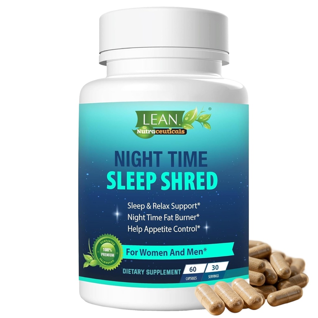 perdita di peso sonno notte tempo Shred Fast Fat Burner, Melatonin L-teanina Cla Ashwagandha Valerian Root 5HTP Pillola, Appetite Suppressant Metabolism Booster Calm Supplemento per gli uomini delle donne, 60 capsule