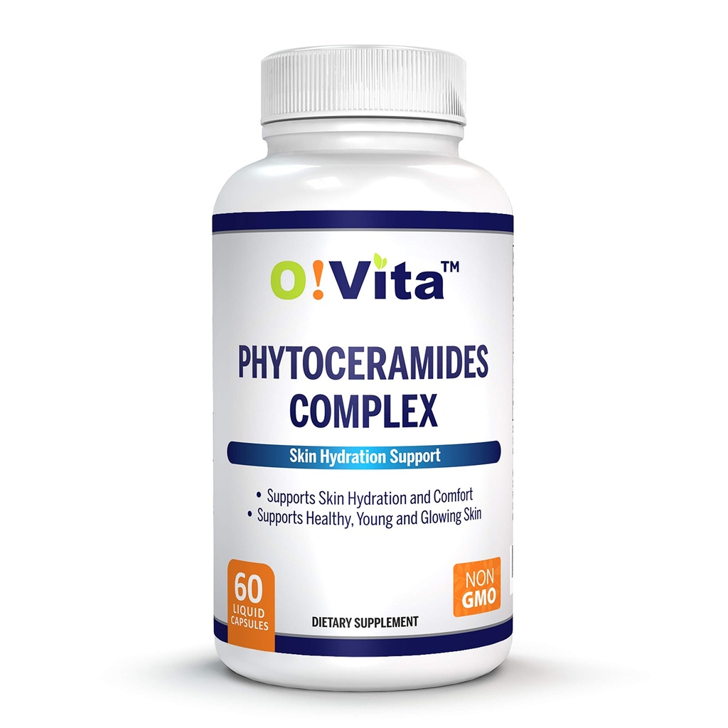 Complesso di Phytoceramides, Riparazione della pelle e ringiovanimento, Supporto anti-invecchiamento, Cerammidi derivati dalle piante, con Vitamine C, B-6, e B-12, alimentazione di 2 mesi (60 capsule liquide non OGM)