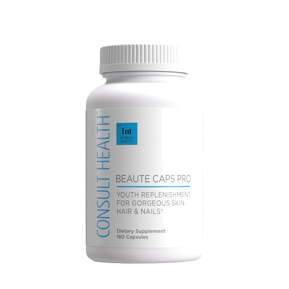 Consult Health Beaute Caps PRO - 10.500mg Biotin, Collagen, MSM, supplemento clinicamente testato Supporta la crescita sana dei capelli, pelle e unghie, USA Made - 180 Capsule