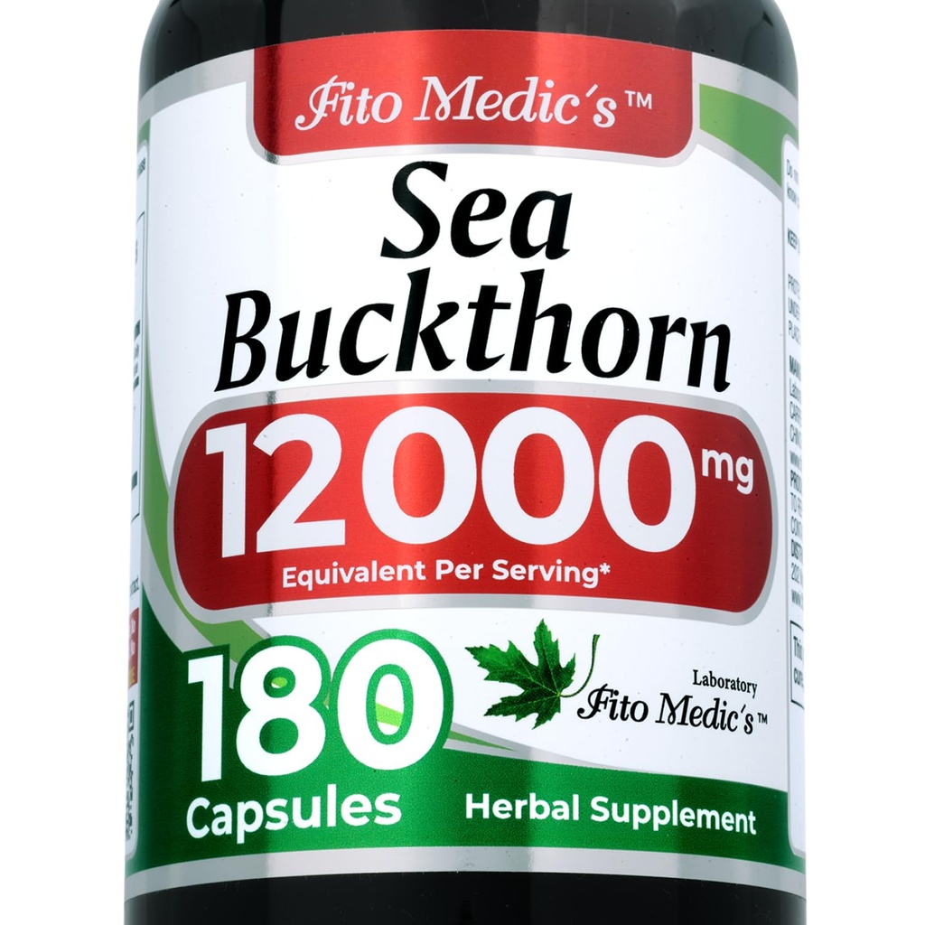 Lab | sea Buckthorn |180 Capsule | 12000 mg | Omega 7 sea Buckthorn | seabuckthorn Supplement | Omega 7 Supplemento | Ultra alto assorbimento.