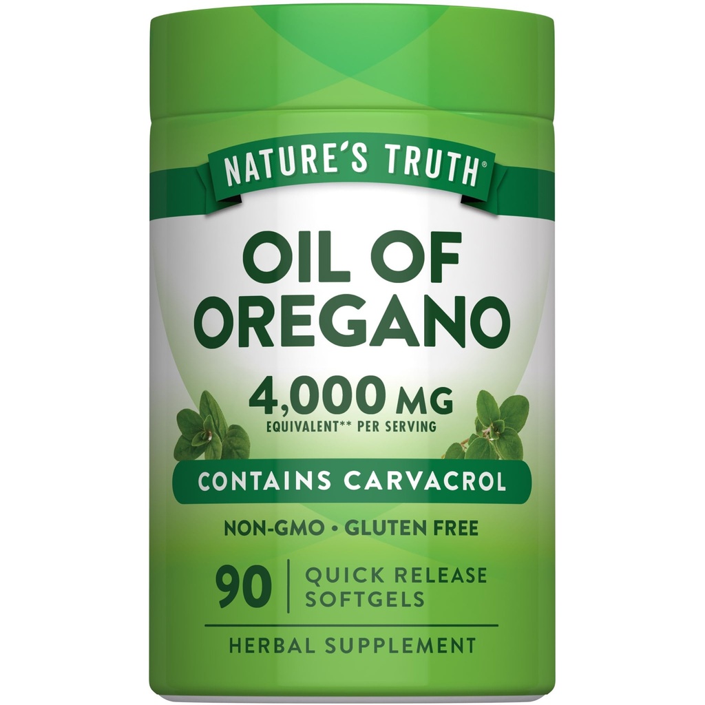 Verità naturale Olio di origano Softgels | 90 pillole | Contiene Carvacrol | Non OGM & Gluten Integratore gratuito