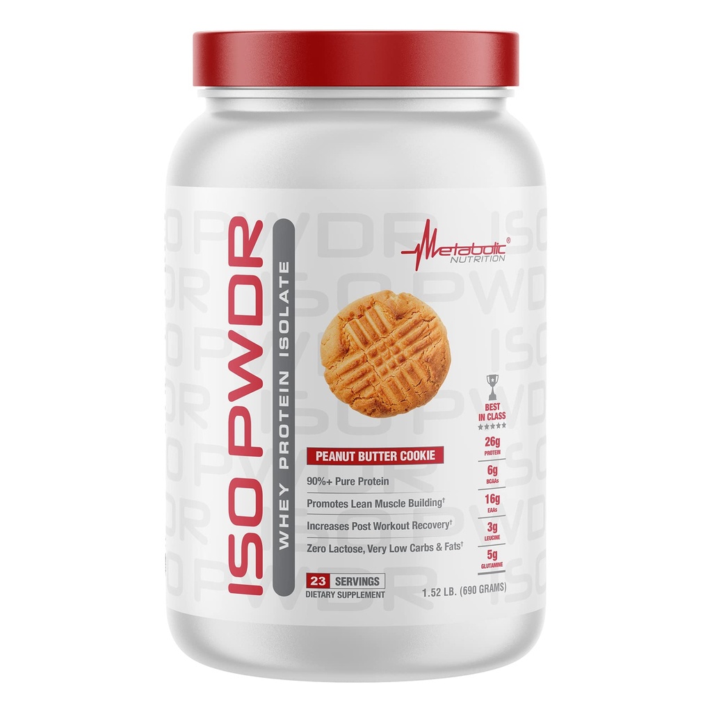 Biscotto del burro di arachidi ISO PWDR, 1.54lb, 23 Serve, 26g Protein, Digestione veloce, Carbi Zero, Gusto Delizioso, Carbi bassissimi e grassi, Lattosio Zero