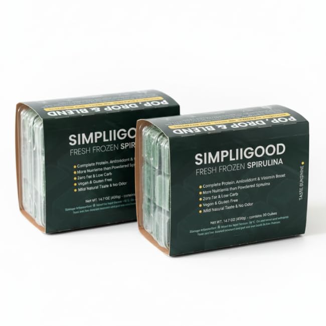 Spirulina Cubes - High Protein, Vitamin-Rich Superfood con Natural Flavor - Vegan, senza glutine Powerhouse Spirulina Pods per Smoothies - (840, Grammi)