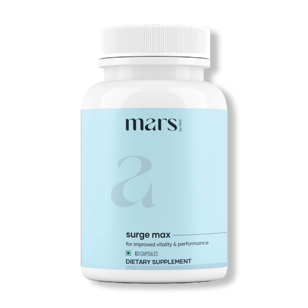 Mars Surgemax capsule naturali con Shilajit & Safed Musli | Supporta energia, resistenza e immunità | per Active Lifestyle | 60 capsule | Confezione da 1