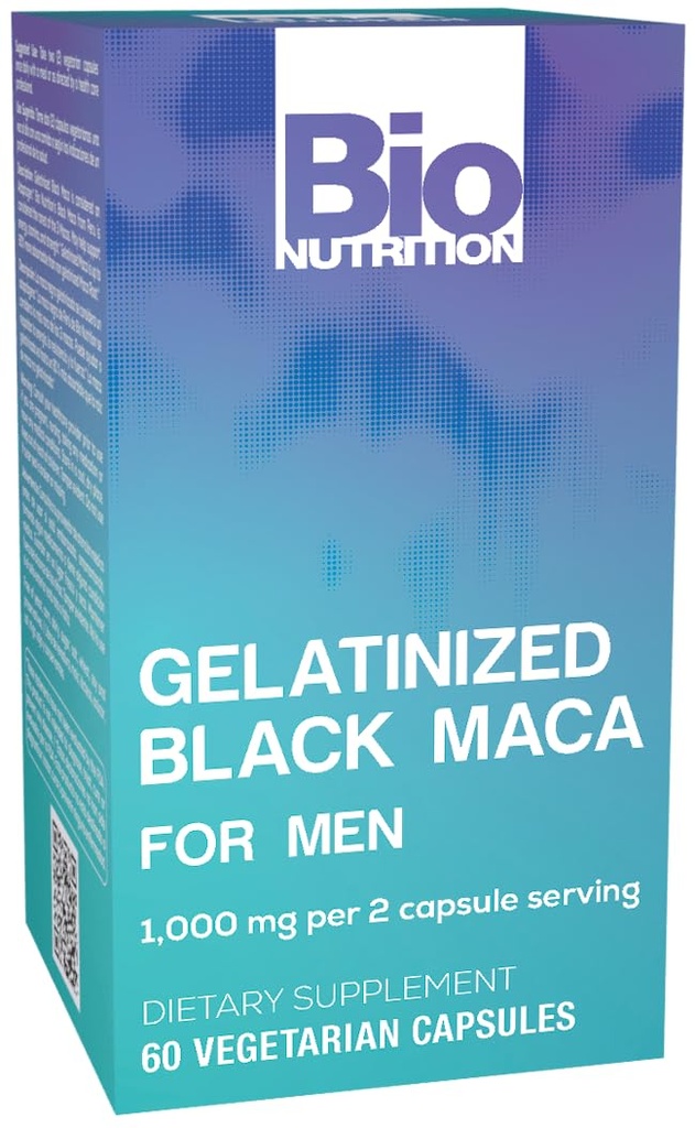 Bio Nutrition Gelatinized Black Maca 60 Capsule Vegetariani | 1.500 mg per Serving | Energy Boost | Calcium | Magnesium | Phosphorus