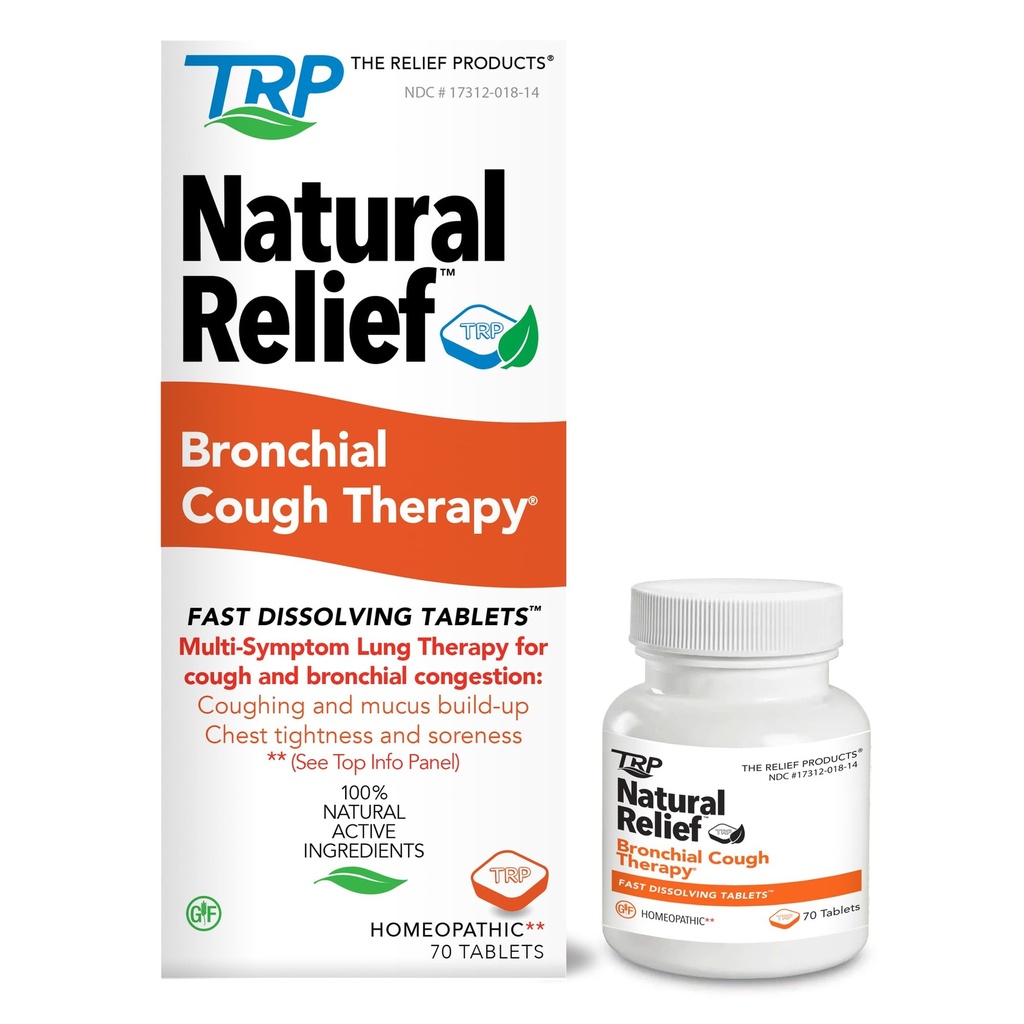 I prodotti del sollievo Bronchial Cough Therapy Fast Dissolving Tablets - 100% Natural Active Ingredienti - 70 Count