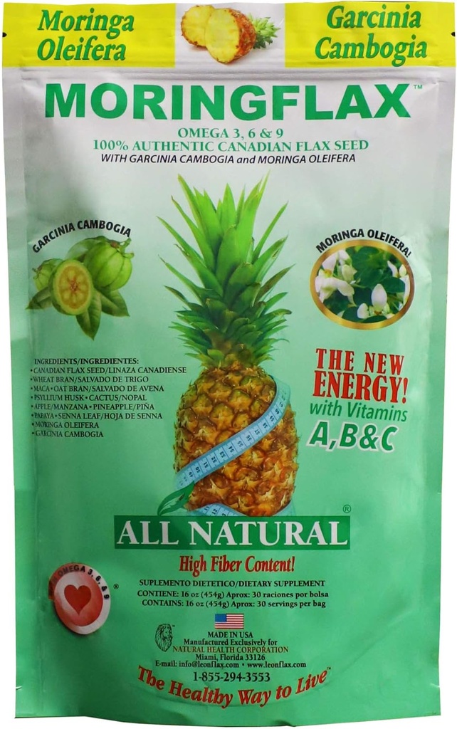 Borsa Formula 100 Natural Canadian Flax Seed con Garcinia Cambogia e Moringa Oleifera Bag, Tan, 16 Ounce