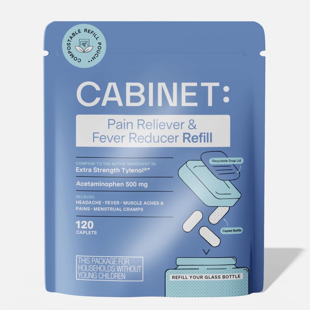 Gabinetto: 500mg Acetaminophen per il rilievo di mal di testa, Toothaches, Sore Throat e Fever Riduttore, 120 compresse (ricarica)