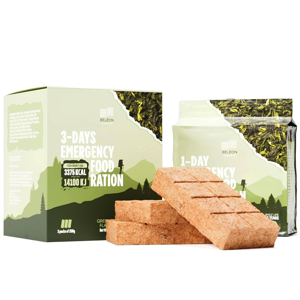 Green Tea alimentazione di emergenza - 3 giorni 72 ore Biscuit Bars MREs Pasti militari 2024 Kit di sopravvivenza - 20 anni Shelf Life Camping Escursioni