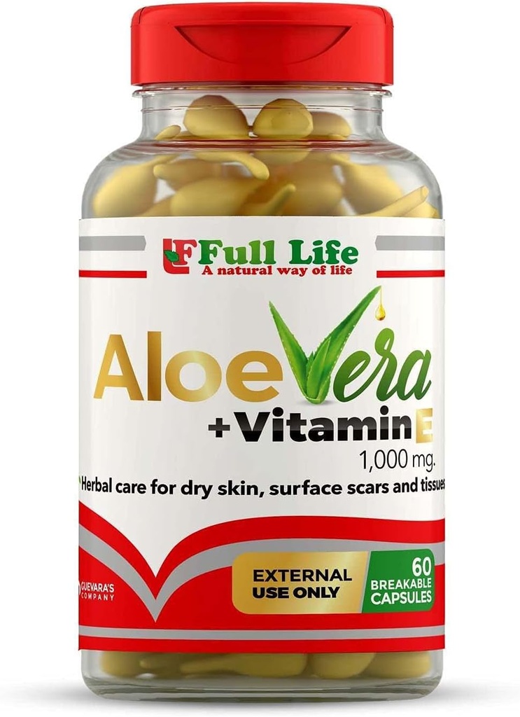 Aloe Vera + Vitamina E, 60 capsule Breakable - idratante, anti-invecchiamento - cura della pelle sana