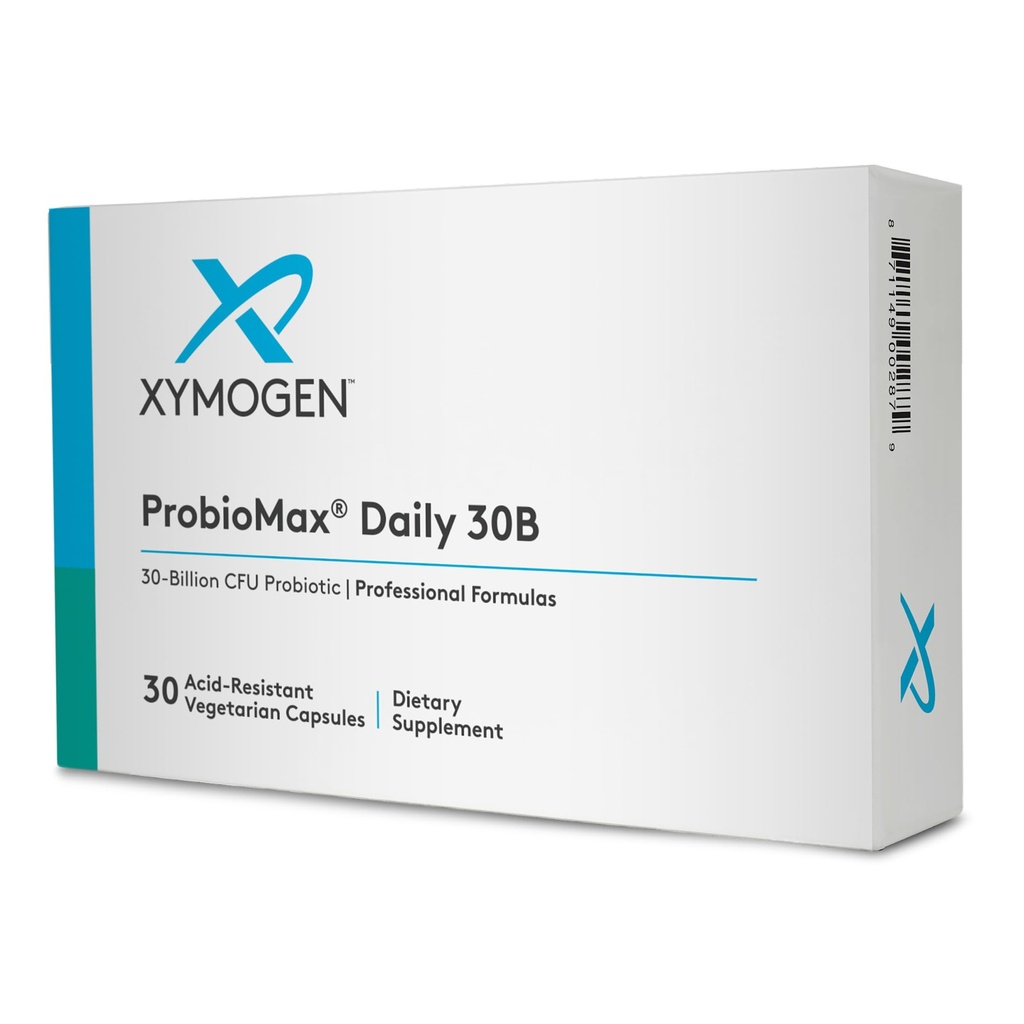 XYMOGEN ProbioMax Daily 30B - Vegetariano, Latticini & Gluten Probiotici Gratuiti per la Salute Digestiva - Integratori Probiotici Donna & Uomo - Ex ProbioMax Daily DF (30 capsule)