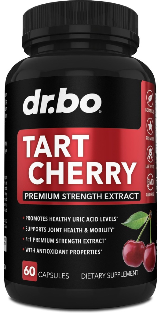 Estratto di ciliegie di Tart Supplemento - Purge Uric Acid Flush Cleanse Antiossidante Pillole per il sostegno di riposo - Capsule di ciliegia di Tart Anthocyanin Supplementi Ultra Pure Cherries Vitamins Concentrate Pillola
