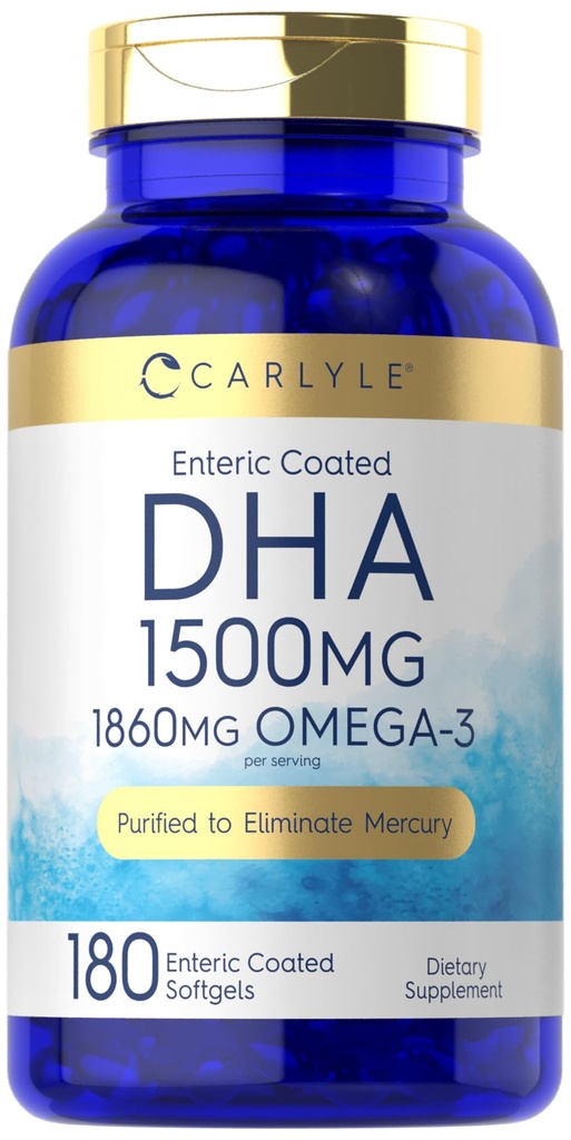 Carlyle DHA Supplemento 1500mg | 180 Softgels | Supplemento Omega-3 | Non OGM, Gluten Free