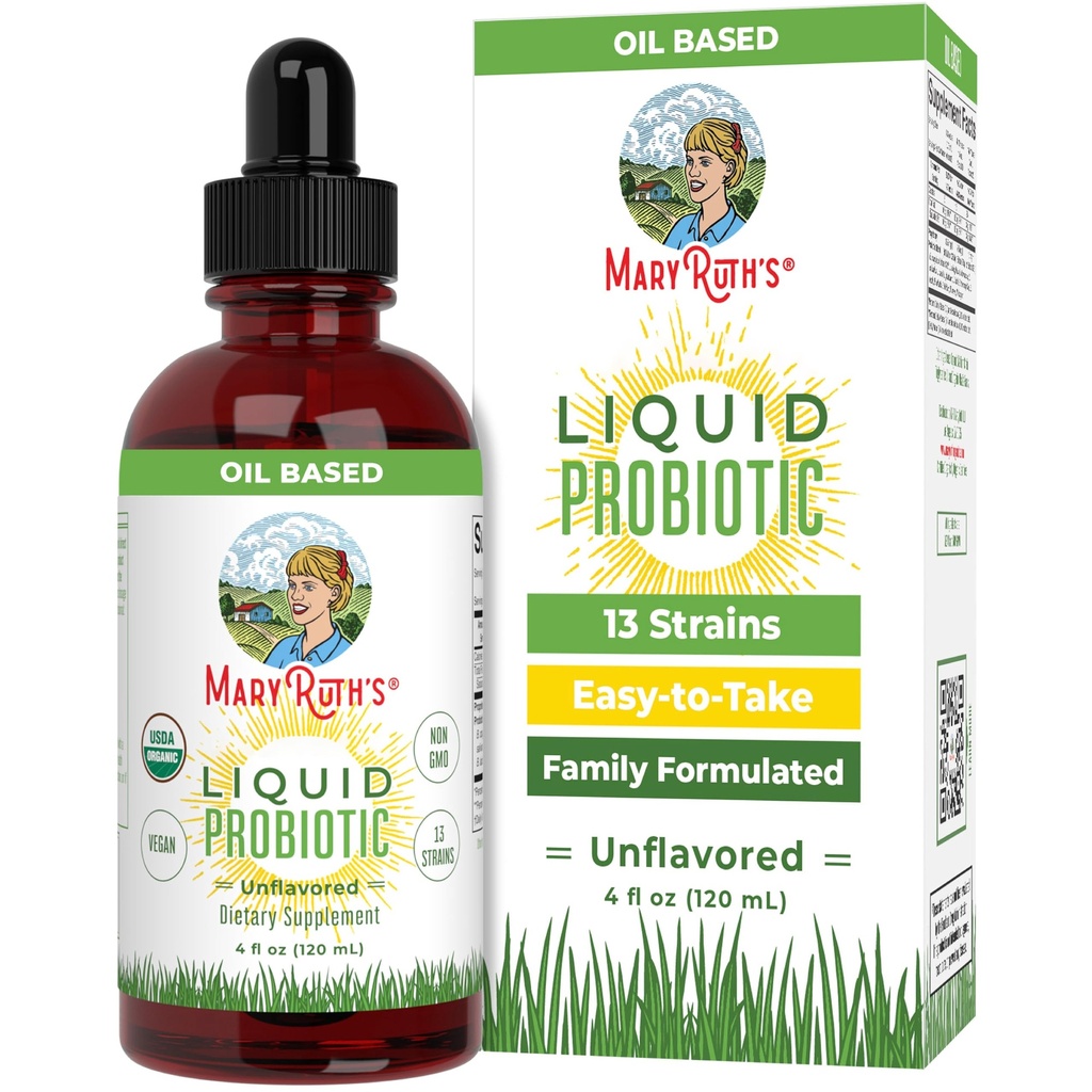 Probiotico liquido organico di MARYRUTH per età 4+ | 2 miliardi di CFU | 13 Strains probiotici | Gut Health & Digestive Support | Gas & Bloating Support | Vegan | Gluten Free | Travel-Friendly | 40 Servings
