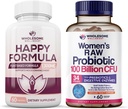Intero benessere Happy Formula Formula Natural Relief Supplement + Dr. Formulated Raw Probiotics per le donne 100 miliardi CFU Bundle