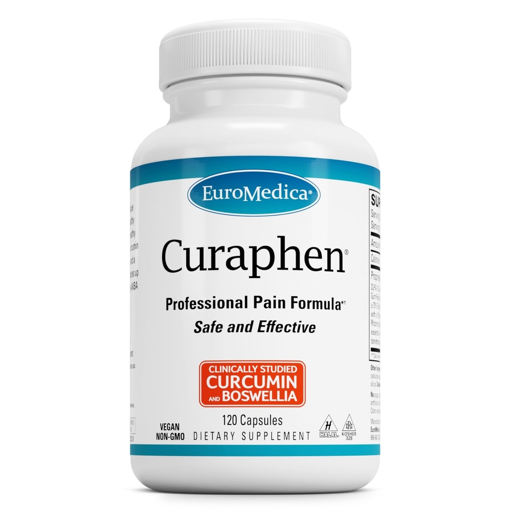 EuroMedica Curaphen - Supplemento curcumina per Circulation & Endorphin Support - Supporto per Discomfort occasionale - Aiuta i muscoli sani - 120 capsule