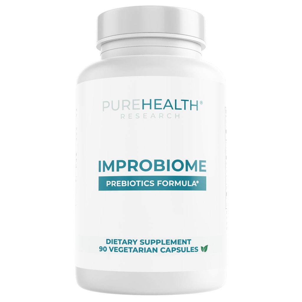 PUREHEALTH RESEARCH Improbiome Prebiotic Fiber Supplemento - Supporto naturale per i prebiotici Gut sani - Integratori nutrizionali digestivi - Capsule della pectina di mele - 90ct