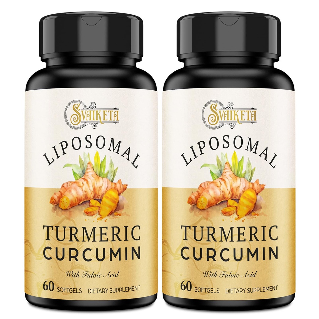 Liposomal curcuma curcuma supplemento - 2000mg, 95% estratto curcuminoide con Piperina - 60 Softgels (2 bottiglia)