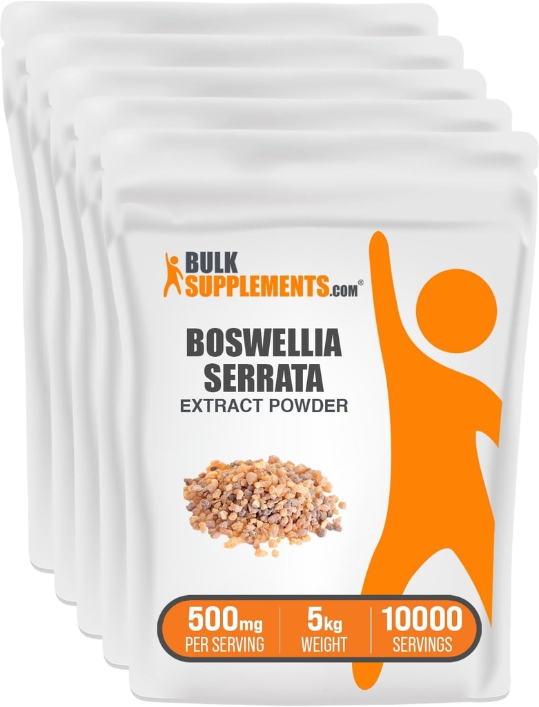BulkSupplements.com Boswellia Serrata Estratto di polvere - da Frankincense Resina, Boswellia Serrata Polvere - Integratore di erbe, Gluten Free, 500mg per Serving, 5kg (11 lbs) (Pack of 5)