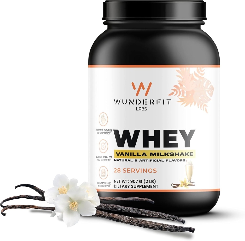 Proteine del siero (Vanilla Milkshake), Senza glutine, Polvere, 28 Serve