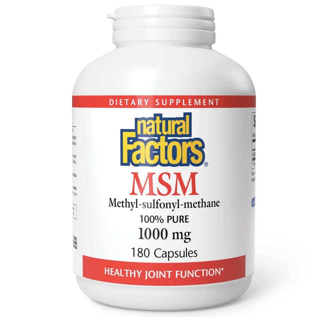 Fattori naturali, MSM, Supporta giunti sani, capelli, pelle e unghie, 180 capsule