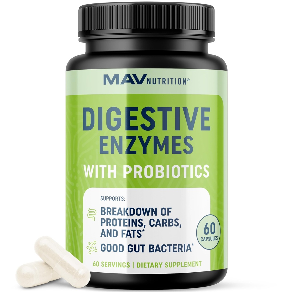 Enzimas Digestivas con Probióticos | Salud Digestiva para Mujeres y Hombres | Mezcla de Enzimas de 400 mg con Cepas Probióticas para la Digestión y la Salud Intestinal