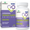 Liposomal Ubiquinol CoQ10 800 MG Softgel, ad alto assorbimento CoQ10 Ubiquinol Supplement, Active Coenzyme Q10 800mg, potente antiossidante per la funzione di cuore e cervello, produzione di energia, 60 Vegan Softgels