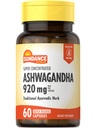 Sundance Ashwagandha 920mg | 60 capsule | Super Concentrated | tradizionale Ayurvedic Herb | Non-GMO, Gluten Free Supplement