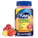 TUMS Plus Upset Stomach & Nausea Support, Integratore alimentare, Ginger Berry - 45 Count