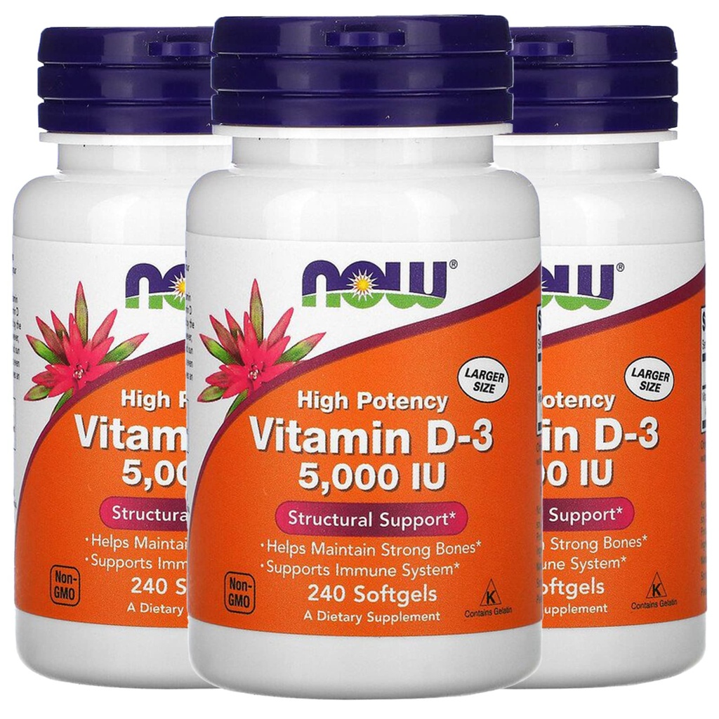 Ora Vitamina D-3 5000 IU, 240 Softgels, Confezione da 3